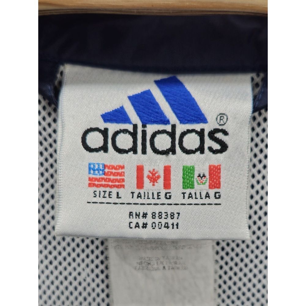 Adidas VTG Windbreaker Jacket Blue Embroidered Back Logo Size Large Full Zip Y2K - Picture 8 of 13